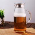 High transparent glass beverage pitcher with handle